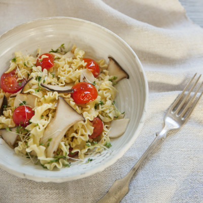 Bio-Nudeln mit Kräuterseitlingen