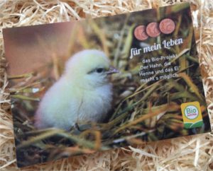 Bild vom Postkarte auf Stroh.