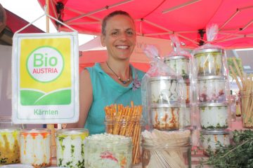 Bio-Produkte am Verkaufsstand beim Biofest in Kärnten