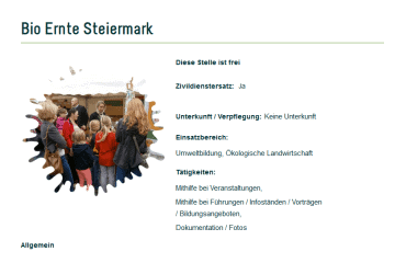 Bio Ernte Steiermark Jobangebot